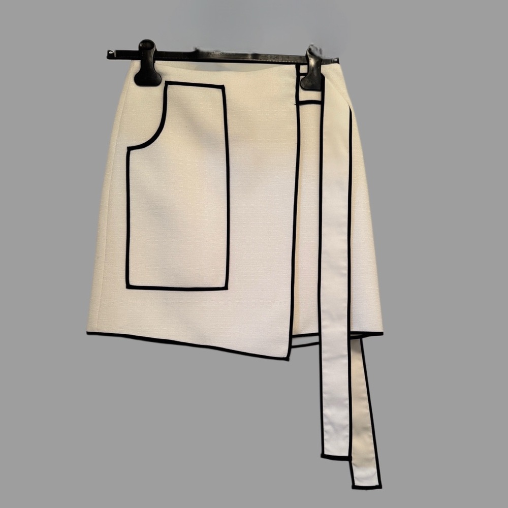 C/MEO Collective White Mini Skirt with Black Accents